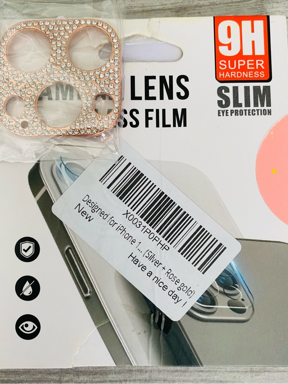 iPhone 13 Pro Max Rose Gold Rhinestone Camera Lens Protector for iPhone